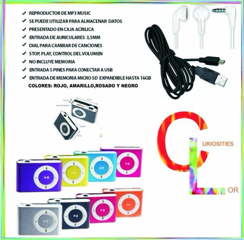 Reproductor Mp3 Shuffle Clip Portátil - No Incluye Memoria