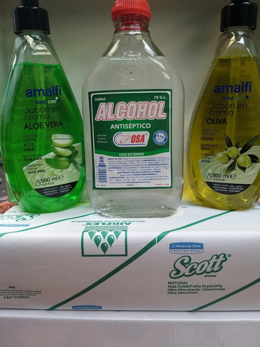 Kit Jabon De Manos , Toalla Y Alcohol Antiséptico 