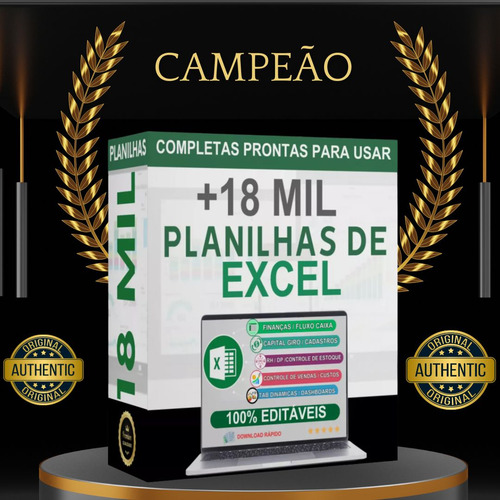 Pacote 18 Mil Planilhas+ 200 Dashboards + 5 Bonus