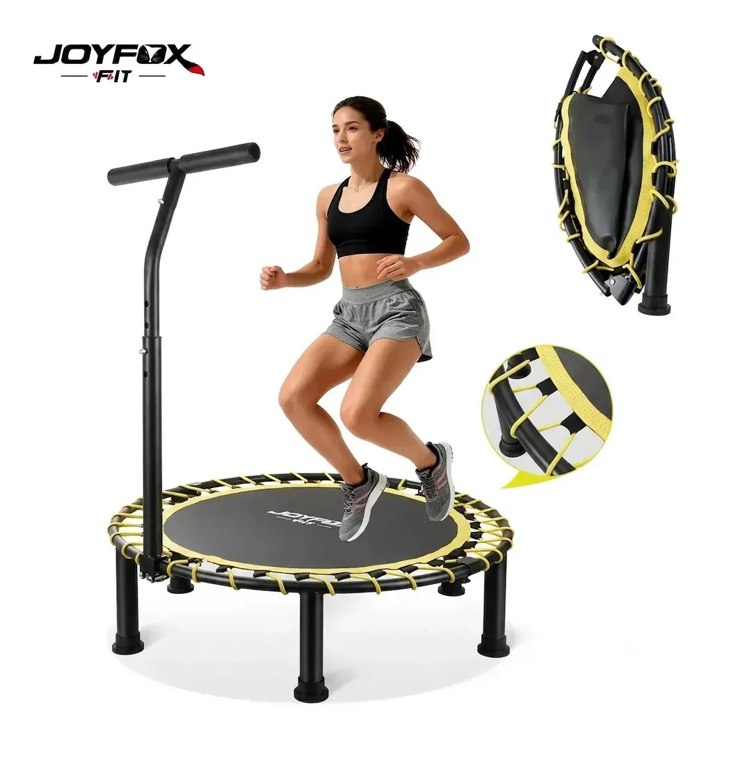 Trampolim Jump Elastica Academia Dobrável Com Apoios De Braços Ajustáveis Cama Elástica 200kg Amarelo Joyfox Fit
