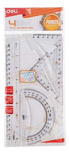 Set Deli Geometria Kit Trazado Regla Escuadra Semicirc. 20cm