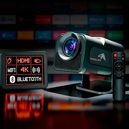 Mini Projetor Hy320 Pholex Smart 4k Android 11 Wi-fi Bluetooth Cinema Preto