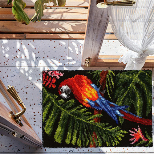 Latch Hook Craft Kit Diy Alfombra Costura Decoración Loro