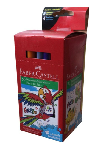 50 Plumones Marcadores Fiesta Colores Escolar Faber Castell