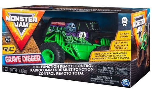 Juguete Monster Jam Grave Digger Con Radio A Control 1:24 Co