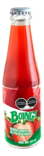 10 Pzas Bebida Boing Con 10% De Pulpa De Fresa 237 Ml