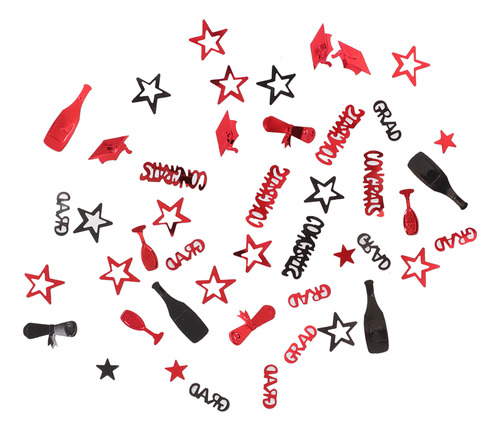 Decoraciones De Mesa De Graduación: Confeti, Negro Y Rojo Br