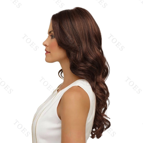 De Las Mujeres Moda Peluca Marron Oscuro Pelo Largo Y Rizado