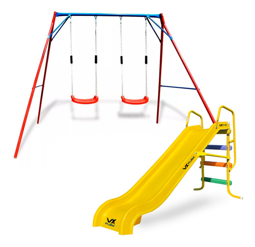 Tobogan Infantil 3 Escalones Pvc + Portico Tablas Vxplay