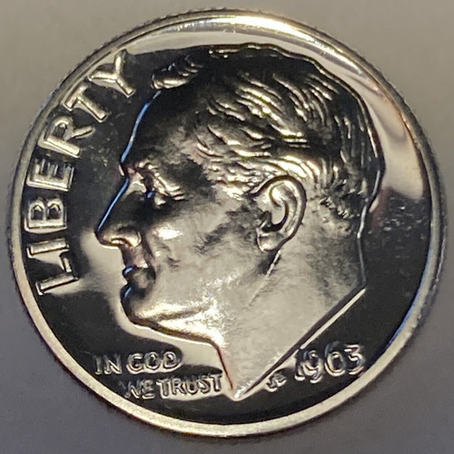 1963 P Roosevelt Dime Plata 10c Centavos Ms Antigua Proof A+