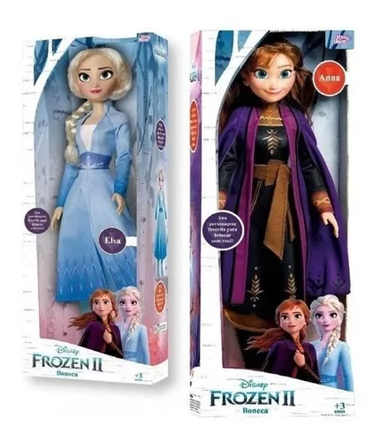 Kit Boneca Elsa e Anna Frozen Gigante 55cm Articulada Realista