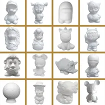 Comprar 15 Alcancias Infantiles Sin Pintar De Yeso Varios Personajes
