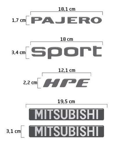 Imagem 5 de 5 de Kit Adesivos Pajero Sport + Hpe Grafite Resinados Mitsubishi