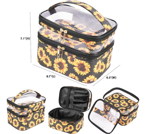 Bolsas De Maquillaje Con Forma De Girasol De Doble Capa, ...