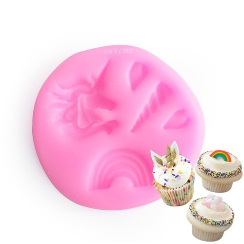 Molde Silicona Unicornio Arco Iris Fondant Porcelana Fria 