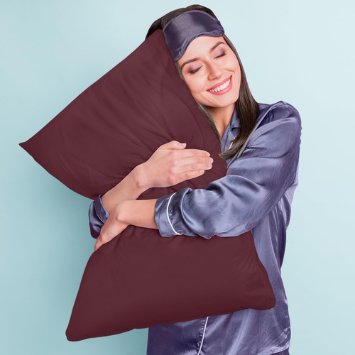 Protectores De Almohada Impermeables A Prueba De Polvo King Borgoña Liso