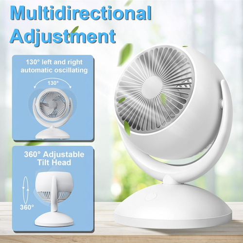 Ventilador De Mesa Portátil Recargable Con 4 Velocidades 48.26 Cm Blanco Plástico 3