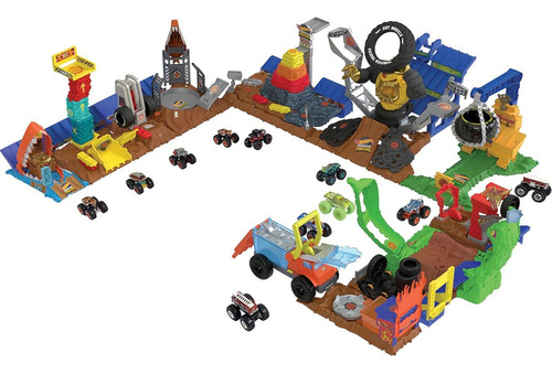 Camión Hot Wheels Monster Trucks Tiger Shark + Arena