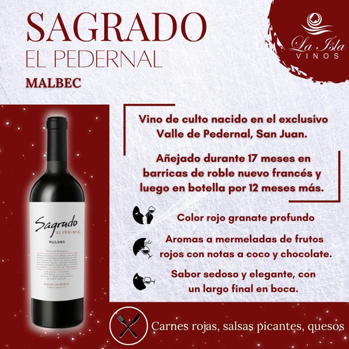 Vino Sagrado El Pedernal Malbec 750ml. - Finca Las Moras