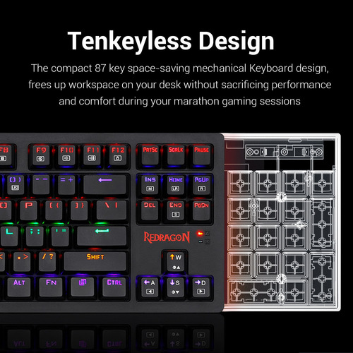 Teclado Mecánico Gamer Rgb Redragon S113 Rainbow.