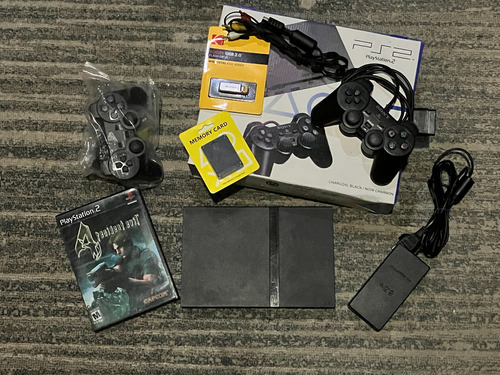 Ps2 Slim + Caixa + 2 Controles + Memory Card + Usb ( Opl ) ( Playstation ) Preto (Usado)