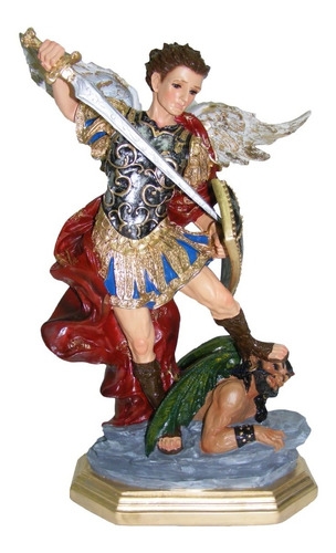 Figura Decorativa Religiosa San Miguel Arcángel Sobre Diablo