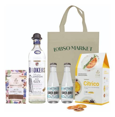 Kit Gin Tonic Broker's Gin + 1 Botanico Fika + Pack Citrico