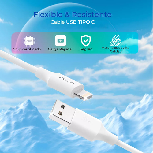 Cable Para iPhone Lightning 2 Metros Usb Carga Rápida 2.4a U-volt VCBL203