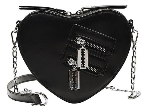 Bolso Negra Mujer Gótico En Forma De Corazón Con Cadena