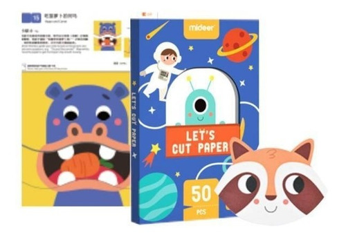 Livro Infantil Didático Para Aprender A Cortar Papéis - Iniciantes Raposa Hipopotamo Menina Carro- Mideer