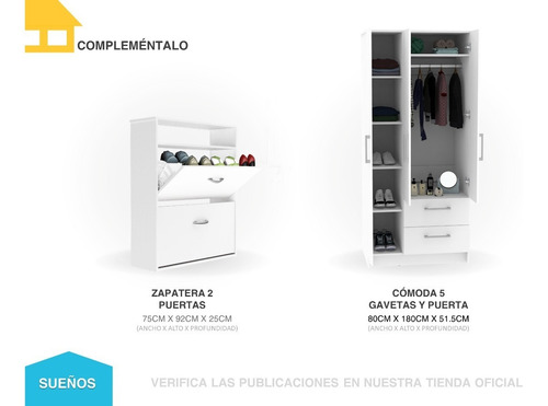 Imagen 6 de 7 de Cómoda 5 Gavetas 1 Puerta Casa Lista® Sueños