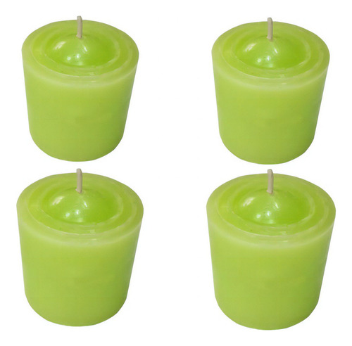 Kit 4 Velas Perfumadas Com Aroma De Capim-limão - Cor Verde