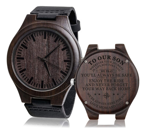 Kosting Reloj De Madera Grabado  To Our Son Love Mom And Dad