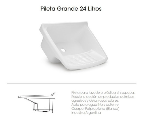 Imagen 4 de 5 de Pileta Grande 24 Litros Lavadero Duke Plástica Polipropileno