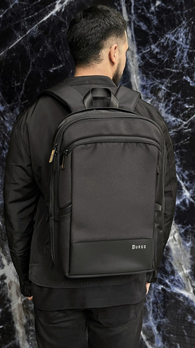 Mochila Antirrobo Porta Notebook Burgo 16lt Génova 77115 Color Negro Diseño de la tela Lisa