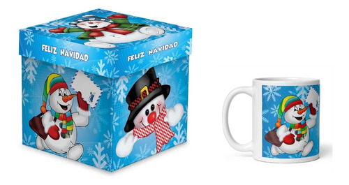 Taza Regalo De Navidad Muñeco De Nieve Con Caja Para Regalo