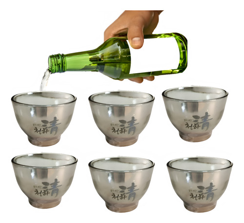 Set X 6 Vasos De Vidrio Para Soju Sake