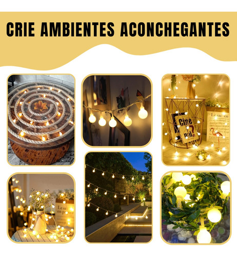 Varal Led Pisca Pisca 127v 8 Funções 100 Leds Branco Quente