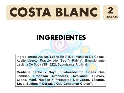 Chocolate Blanco Costa Blanc - Pack De 2 Unidades De 80g C/u