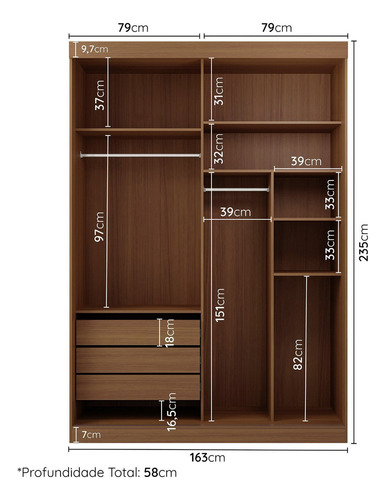 Guarda-roupa Solteiro 2 Portas 1 Porta Ripada Iiwt