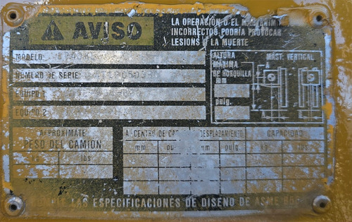 Equipo Autoelevador Marca Caterpillar Capacidad 4tn