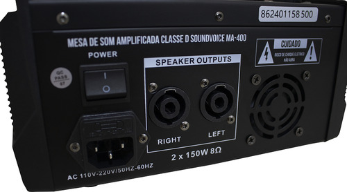 Mesa Amplificada Soundvoice Classe D 4 Canais 2x150w 8ohms