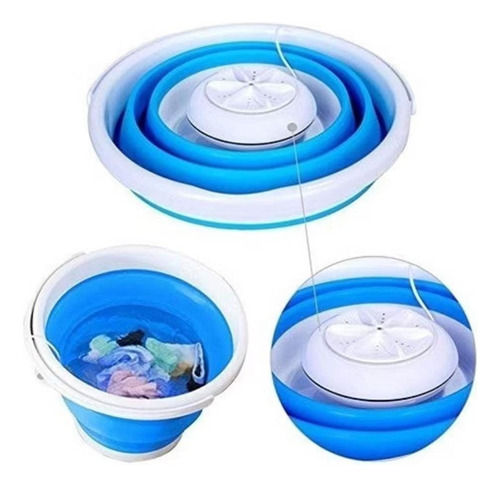 Mini Lavador Portátil Plegabl Mini Turb Ropa  Usb Color Azul