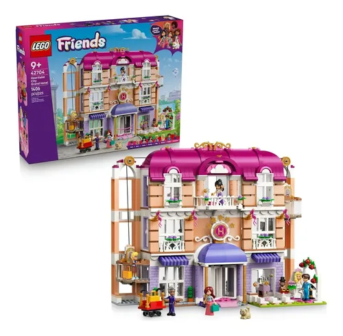 LEGO Friends O Grande Hotel da Cidade de Heartlake 42704; Kit de Construção casa de bonecas com 6 mini bonecos e 2 gatos; brinquedo criativo para brincar e criar histórias; Presente; 9+
