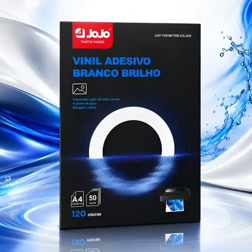 Vinil Adesivo Branco A4 Prova Dágua 50 Folhas P/ Jato Tinta Branco