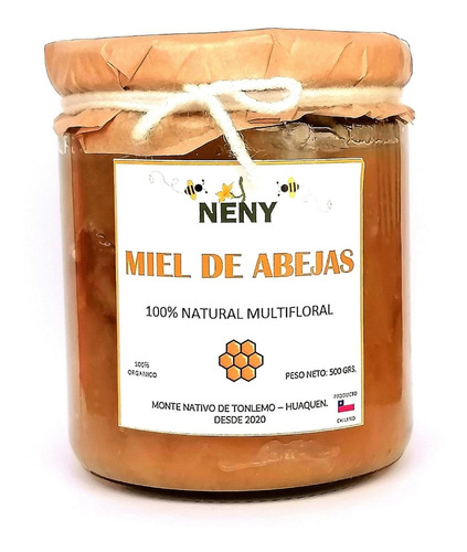 Miel De Abejas 100% Natural, Frasco De 500 Grs Neto, Neny