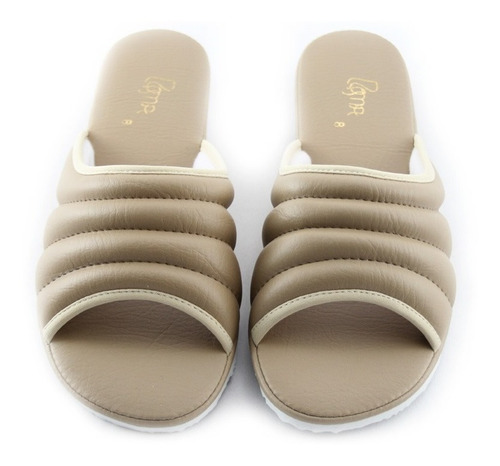 Imagen 3 de 4 de Pantuflas, Mujer, Blanco Y Beige, Sandalias De Descanso.