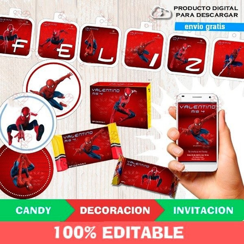 Kit Imprimible Hombre Araña Spiderman Superheroe Heroe G65