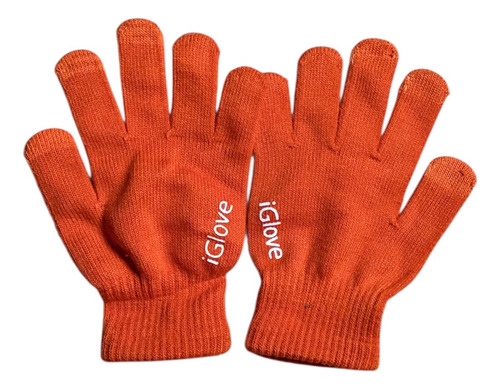 Par Guantes Touch Compatible Con Ipad Invierno Pantallas Naranja Lisa