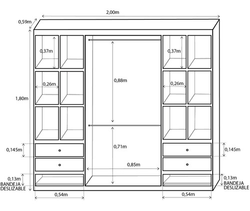 Placard Melamina 2,00x1,80 Puertas Corredizas Promo Del Mes